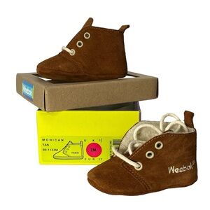 Weebok Reebok Baby Shoes Tan Suede Sherpa Fleece Lined Moccasins Booties Tie 2M